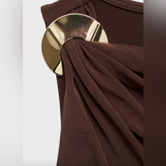 MANGO draped dress with metal detail - Picture 7 of 9